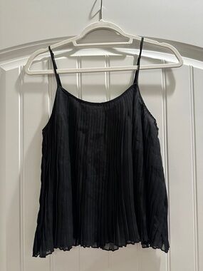 Forever 21 Black Pleated Spaghetti Strap Top